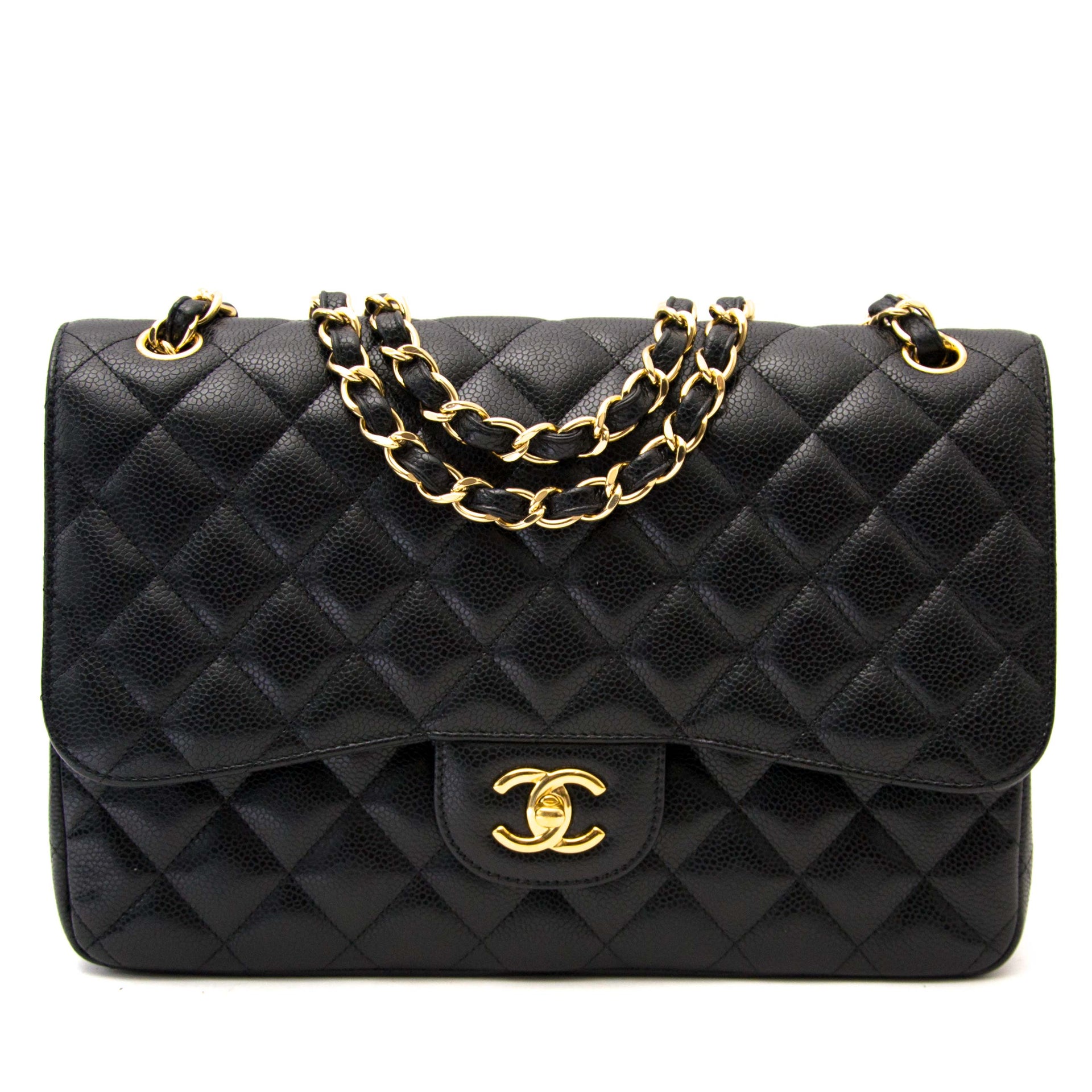 shop safe online at the best price Chanel Black Jumbo Classic Flap Bag