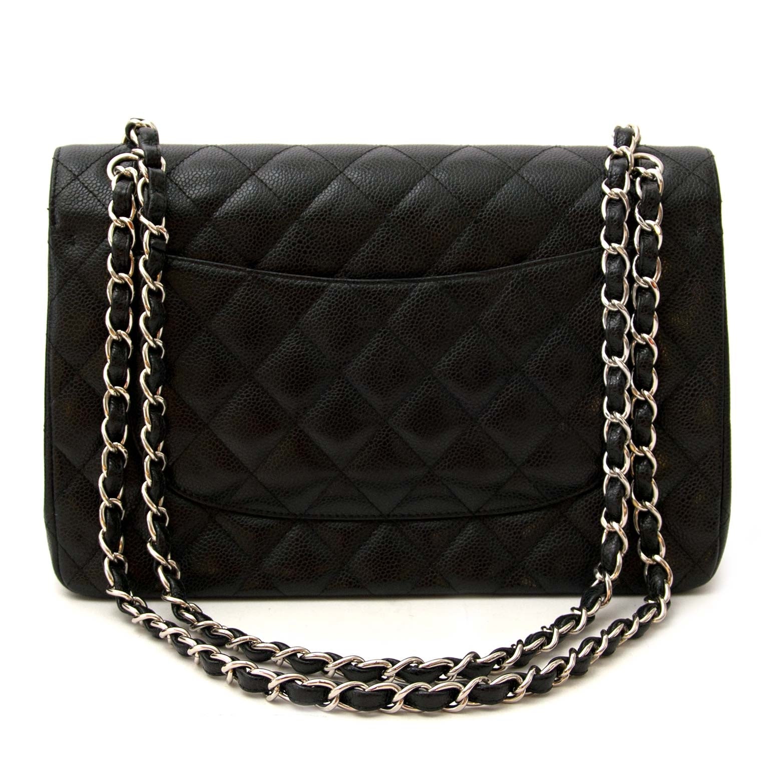 Chanel Classic Flap Bag Jumbo Black Caviar Leather 100% authentic and exclusive