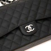 Chanel Classic Flap Bag Jumbo Black Caviar Leather for sale