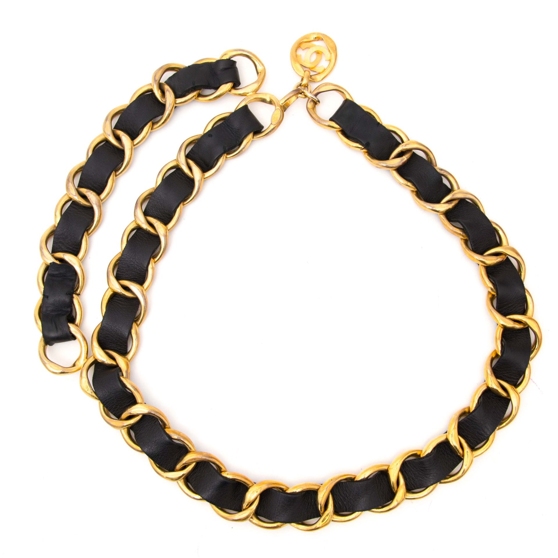 chanel black leather weave belt swag now online at labellov.com