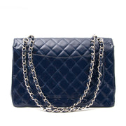 Chanel Maxi single flap bag patent blue