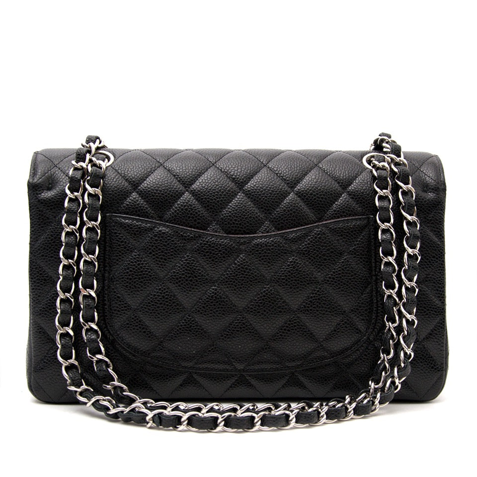 Chanel Black Caviar Medium Single Flap bag online at Labellov.com