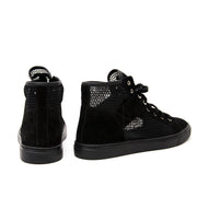 acheter en ligne comm neuf New Chanel Black Suede Mesh High-Top Lace-Up Sneakers
