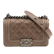 shop real real 100% authentic luxury chanel taupe small boy bag webshop labellov.com