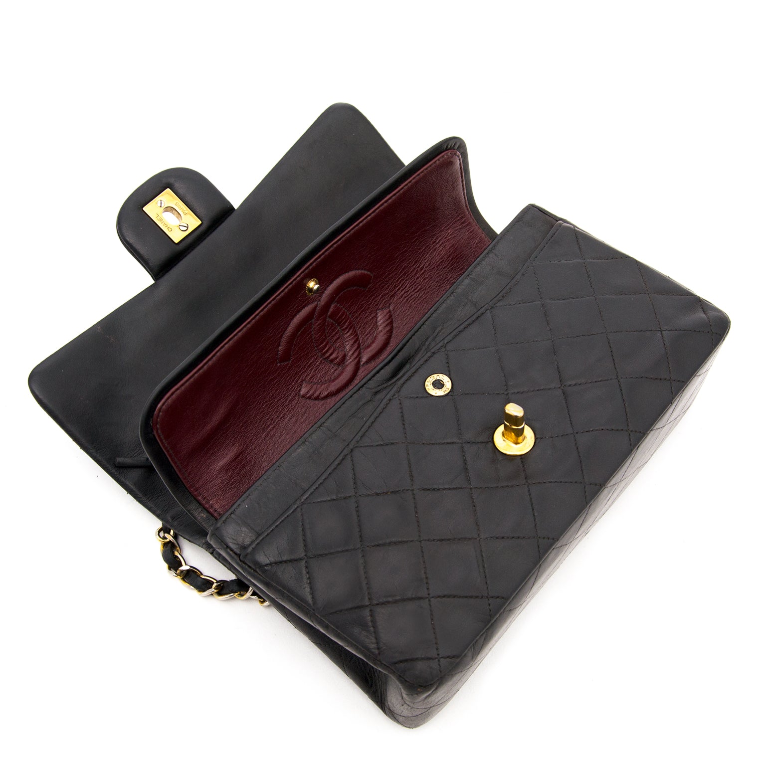 seconde main vintage Chanel Black Vintage Double Classic Flap Bag