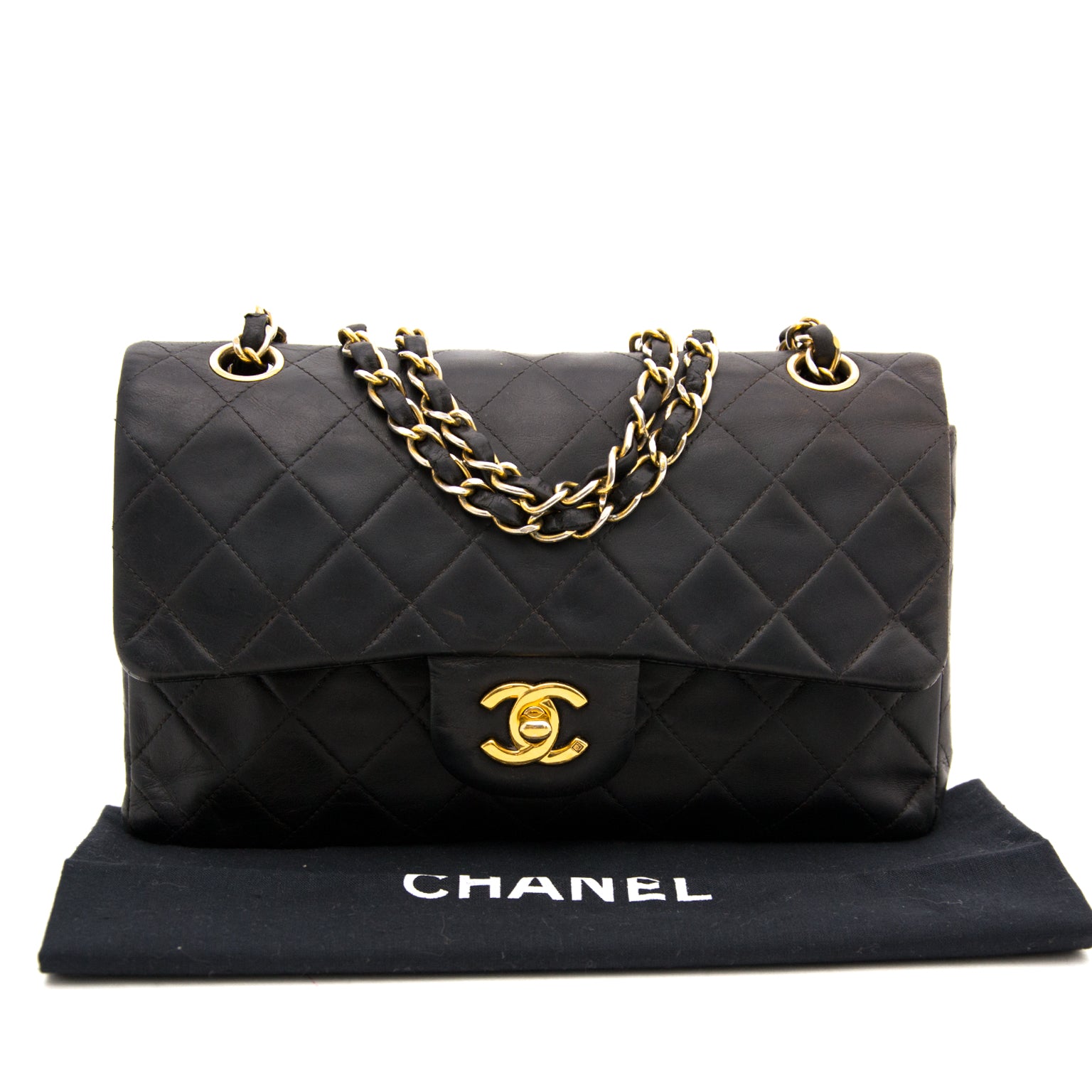 shop safe online secondhand designer secondhand Chanel Black Vintage Double Classic Flap Bag