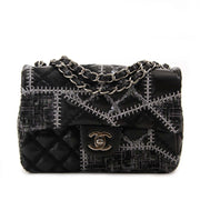 chanel quilted tweed leather patchwork stitch mini flap bag now for sale at labellov vintage fashion webshop belgium