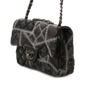 chanel quilted tweed leather patchwork stitch mini flap bag now for sale at labellov vintage fashion webshop belgium