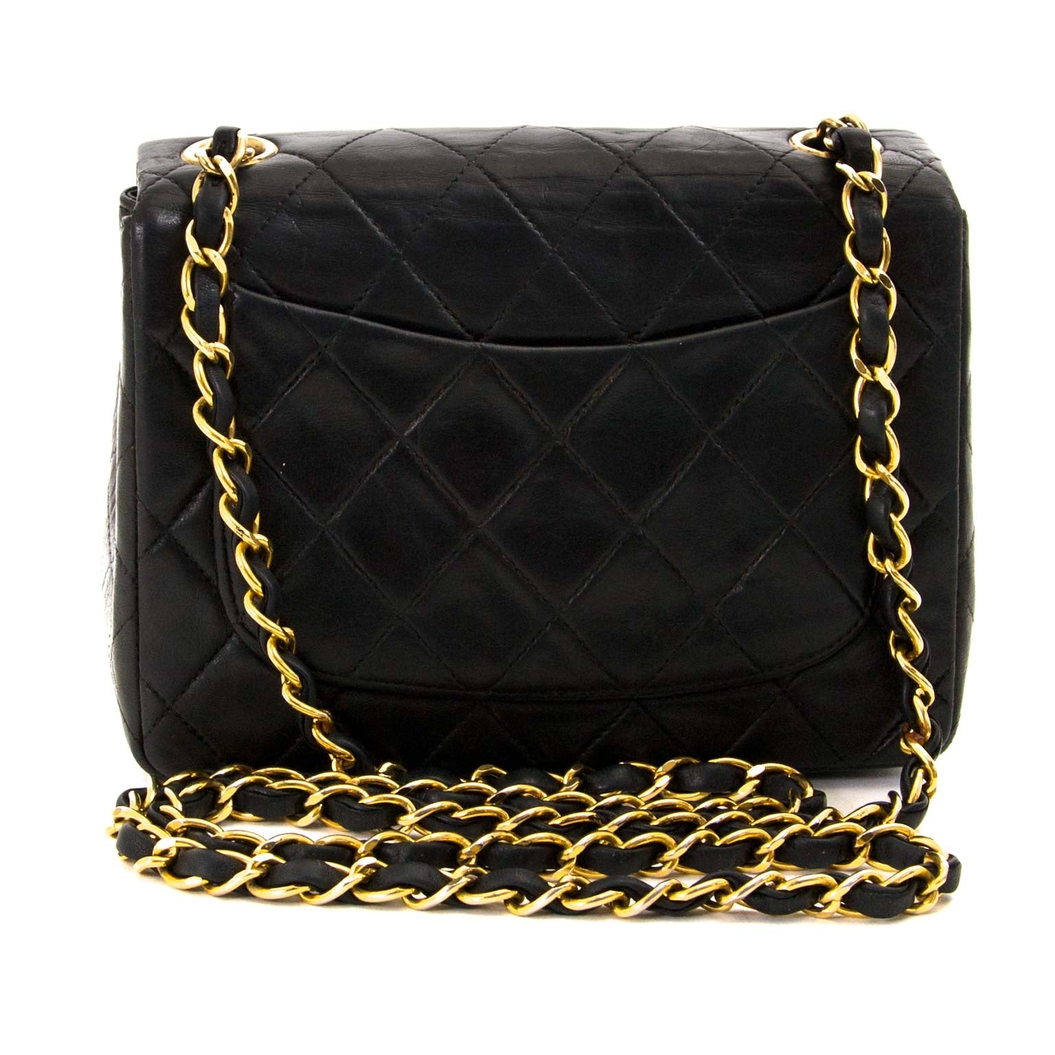 Koop en verkoop uw authentieke Chanel Black Mini Square Classic Flap Bag GHW aan de beste prijs