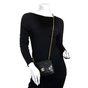 100% authentic Chanel Black Mini Square Classic Flap Bag GHW for the best price at Labellov
