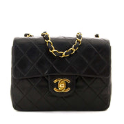 Chanel Black Mini Square Classic Flap Bag GHW te koop