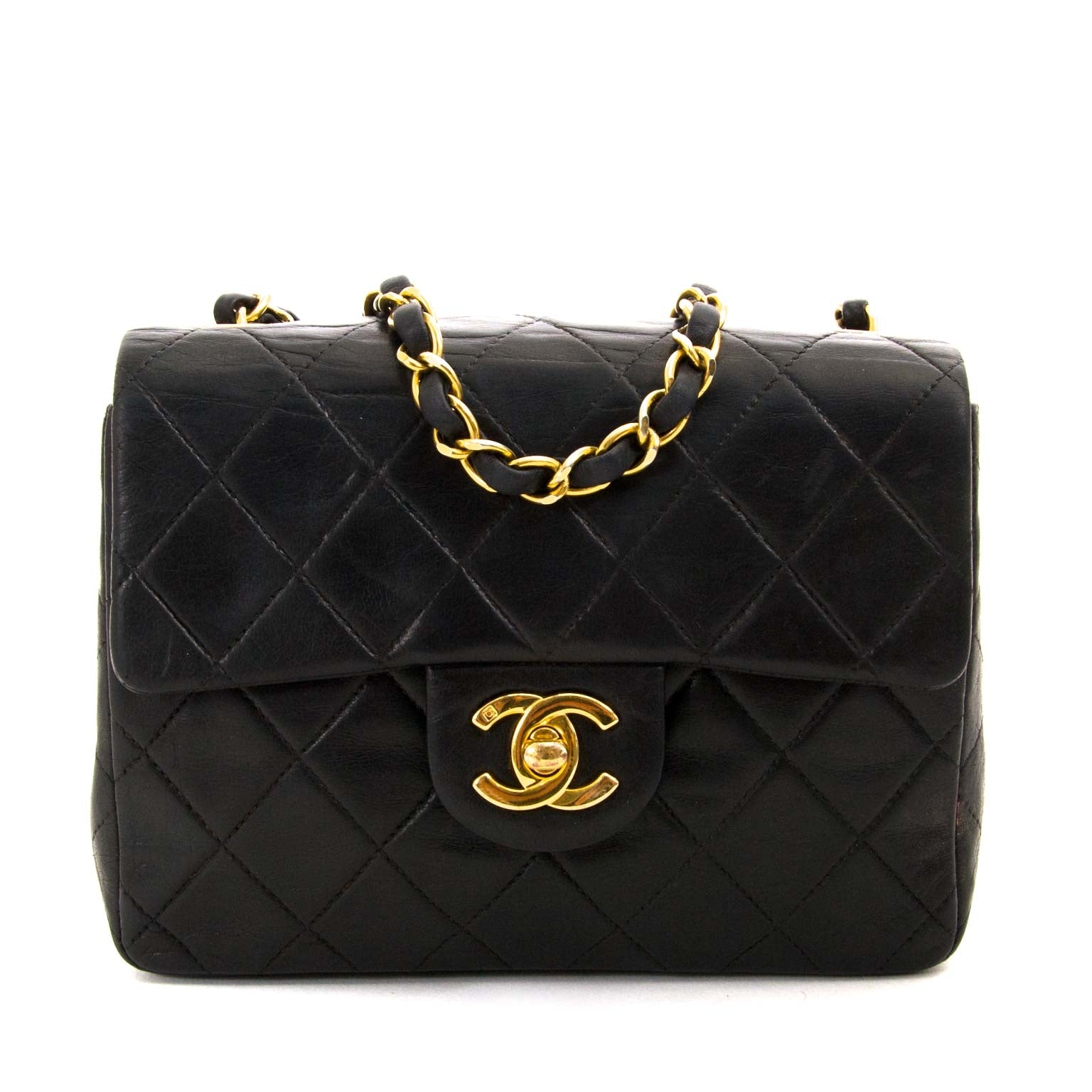 Chanel Black Mini Square Classic Flap Bag GHW te koop