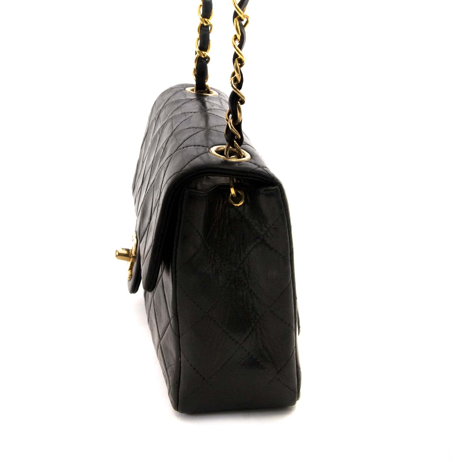 Chanel Black Mini Square Classic Flap Bag GHW te koop bij Labellov