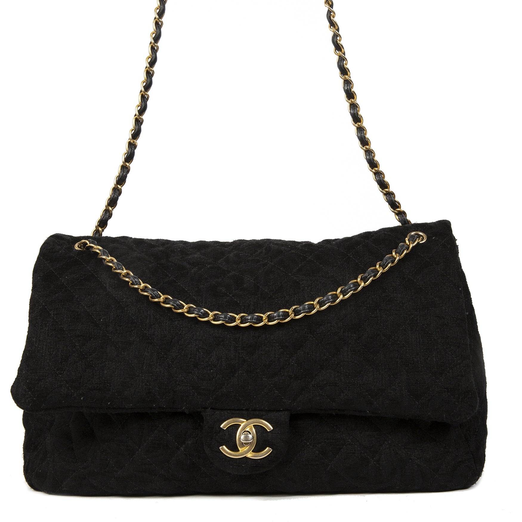 Chanel 16S 2016 Airlines XXL Black Fabric Flap Bag shop safe online