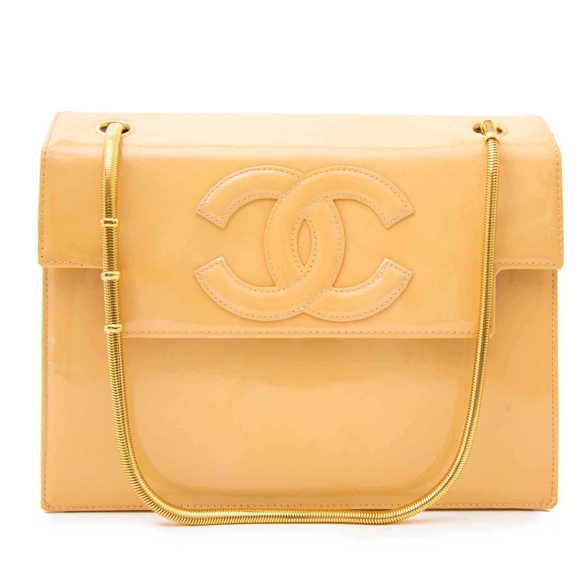CHanel Moutarde Patent Flap Bag now online at labellov.com for the best price