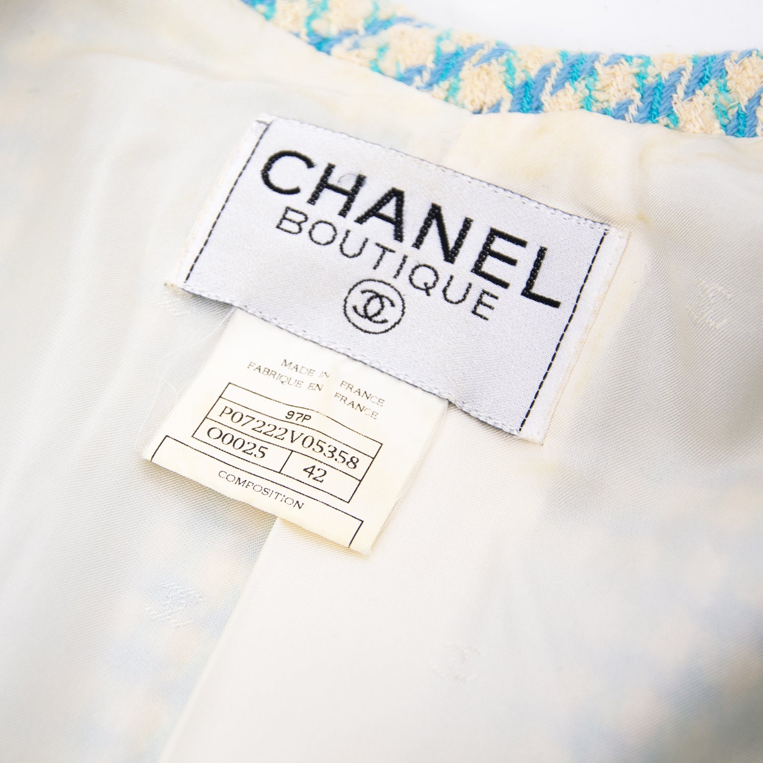 Chanel Baby Blue Pied-de-Poule Vest - Size 38 kopen en verkopen