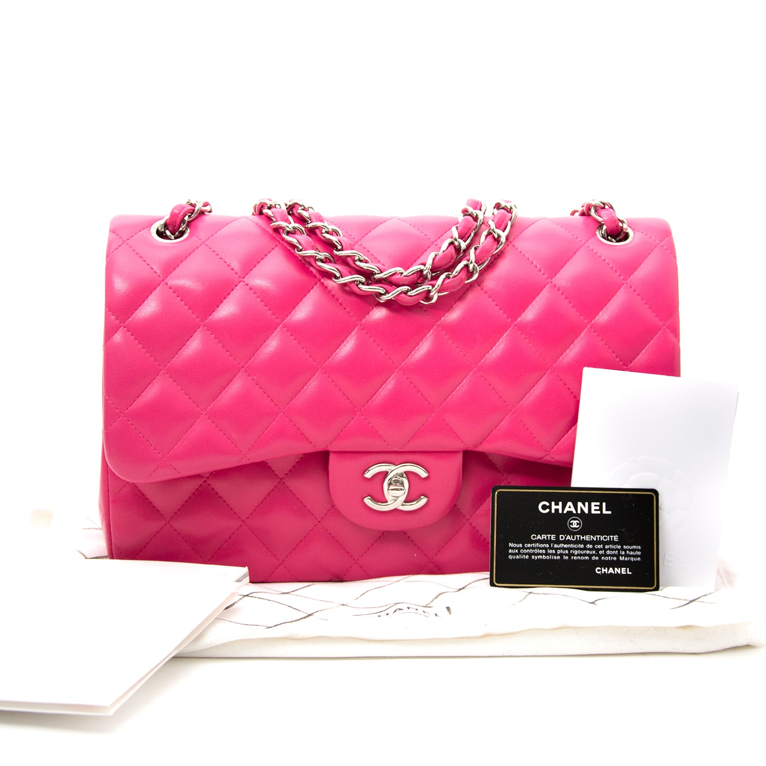 shop veilig online worldwide shipping best price rare limited secondhand sold out limited 2014 collection Chanel Metallic Patent Fuchsia New Medium Boy Bag at the best price