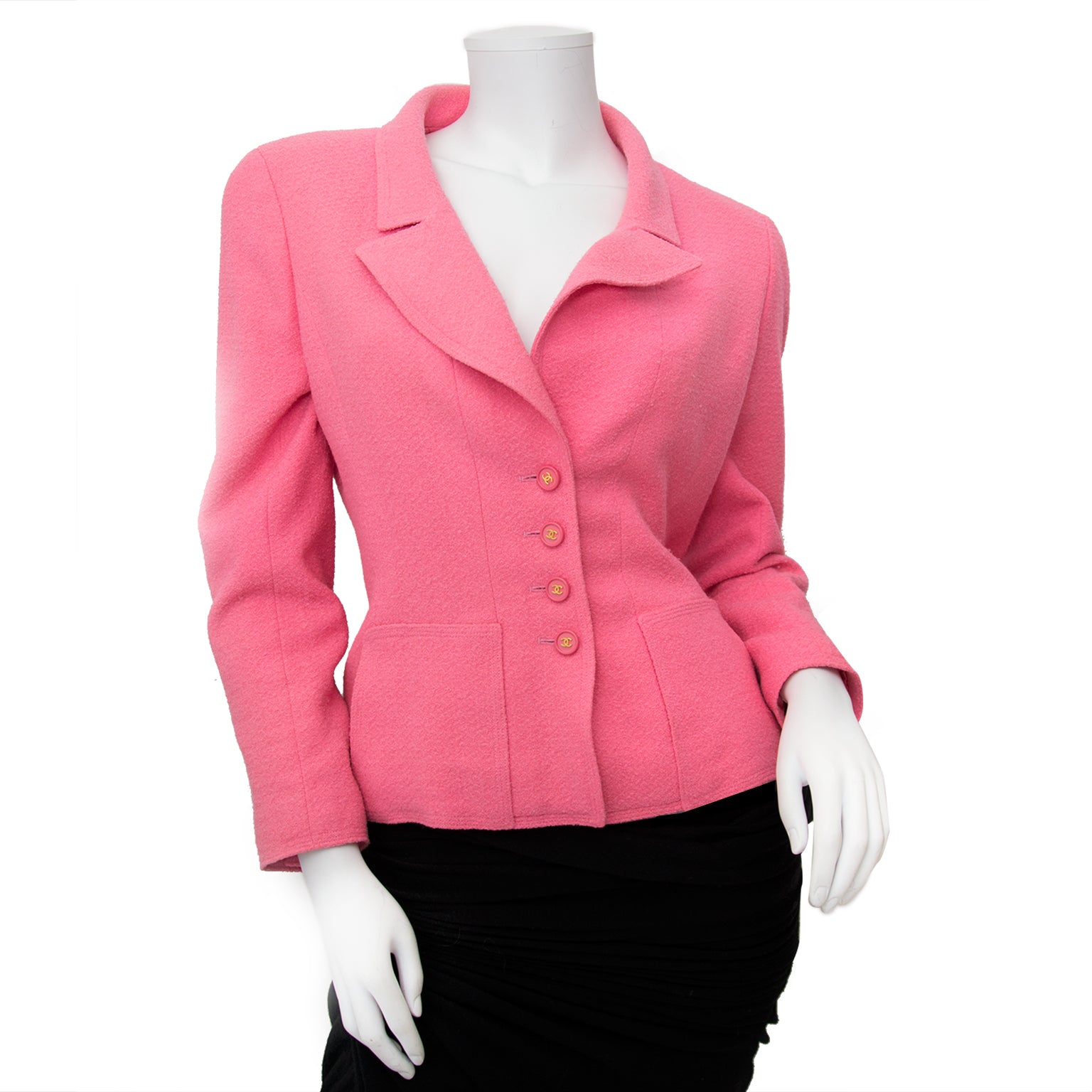 Chanel boucle pink blazer jacket now online at labellov.com for the best price