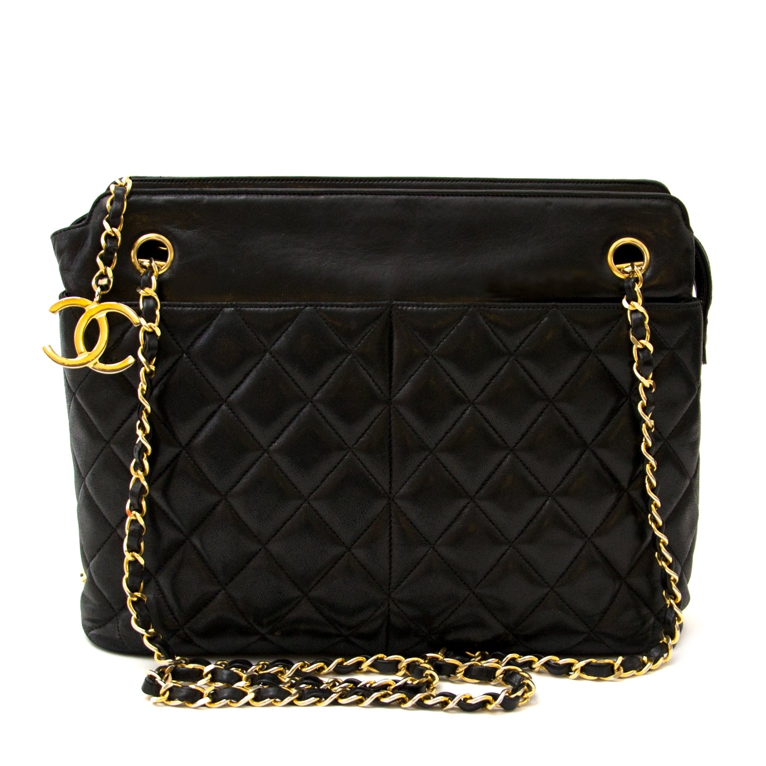 koop Chanel Black Vintage Lambskin Shopper bij labellov aan de beste prijs