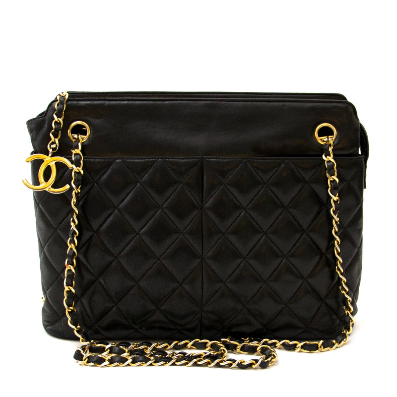koop Chanel Black Vintage Lambskin Shopper bij labellov aan de beste prijs