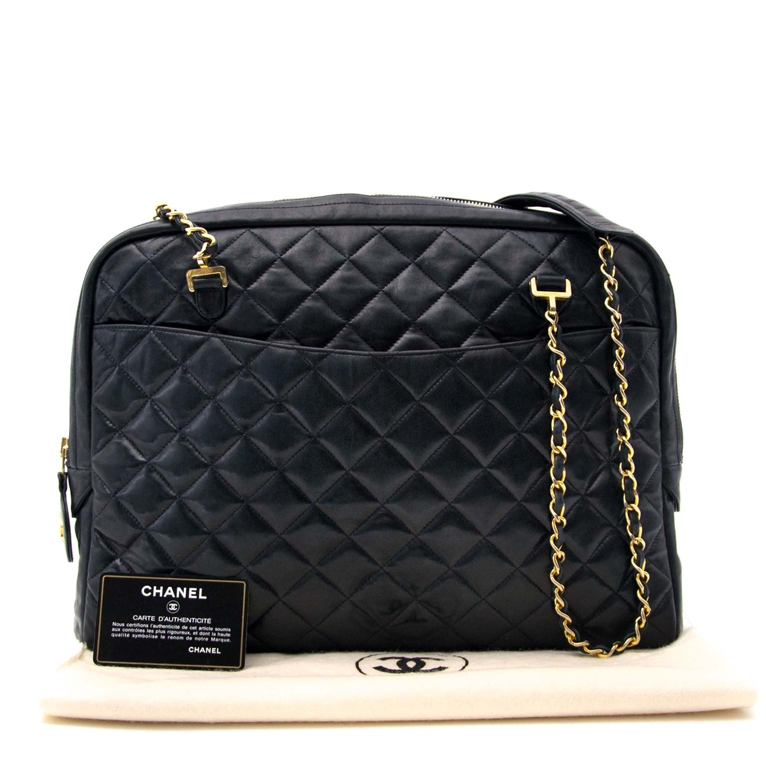 Chanel Quilted Navy Blue Shopper