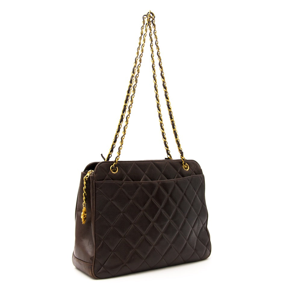 Acheter secure en ligne sac à mains Chanel Brown Quilted Tote