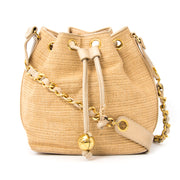 shop safe online at the best price Chanel Vintage Raffia & Beige Leather Crossbody Bag