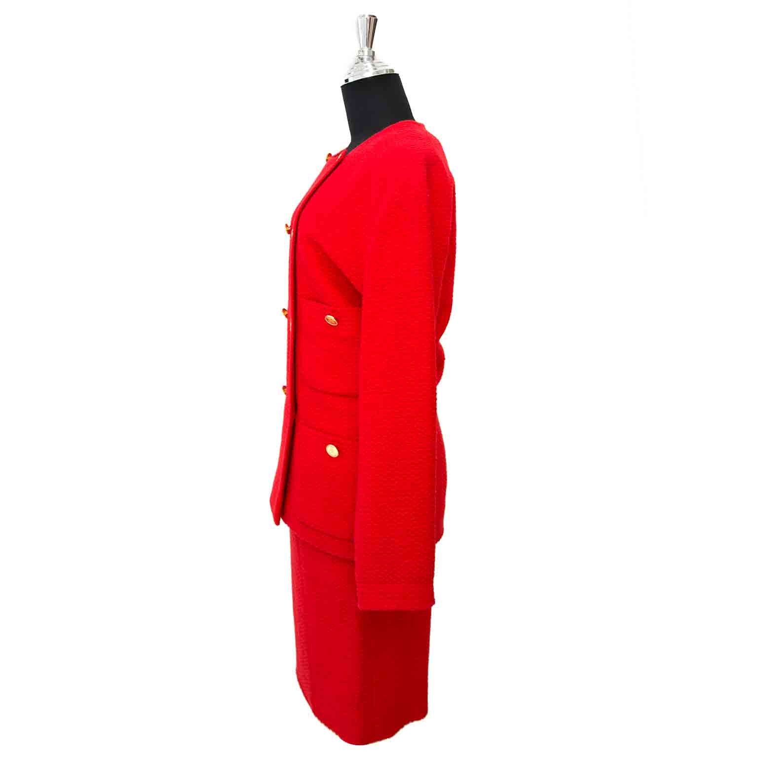 Looking for a Chanel Red Bouclé Tailleur Set?