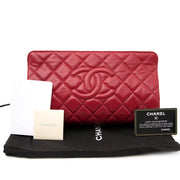 Authentic Chanel Red Caviar Quilted Clutch Bag at the best price 2017
