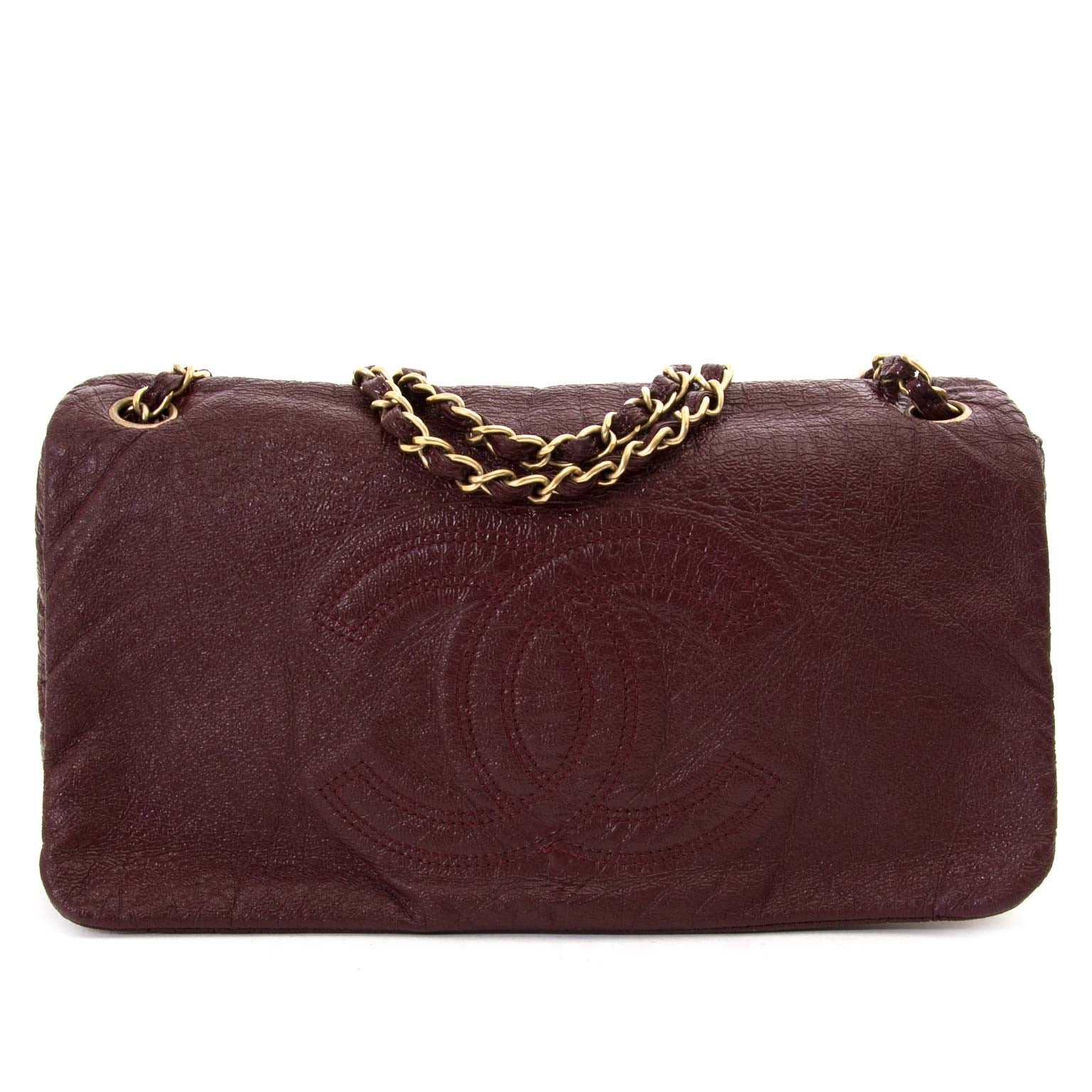 Sac à rabat Chanel Rock en vinyle bordeaux