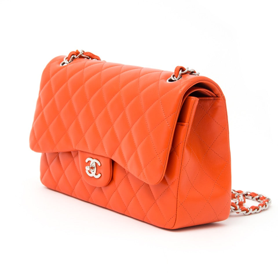 Brand New Chanel Orange Red Jumbo Double Flap Bag brand new collection 2016