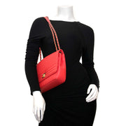 koop authentieke chanel rode goatskin flap bag bij labellov vintage mode webshop