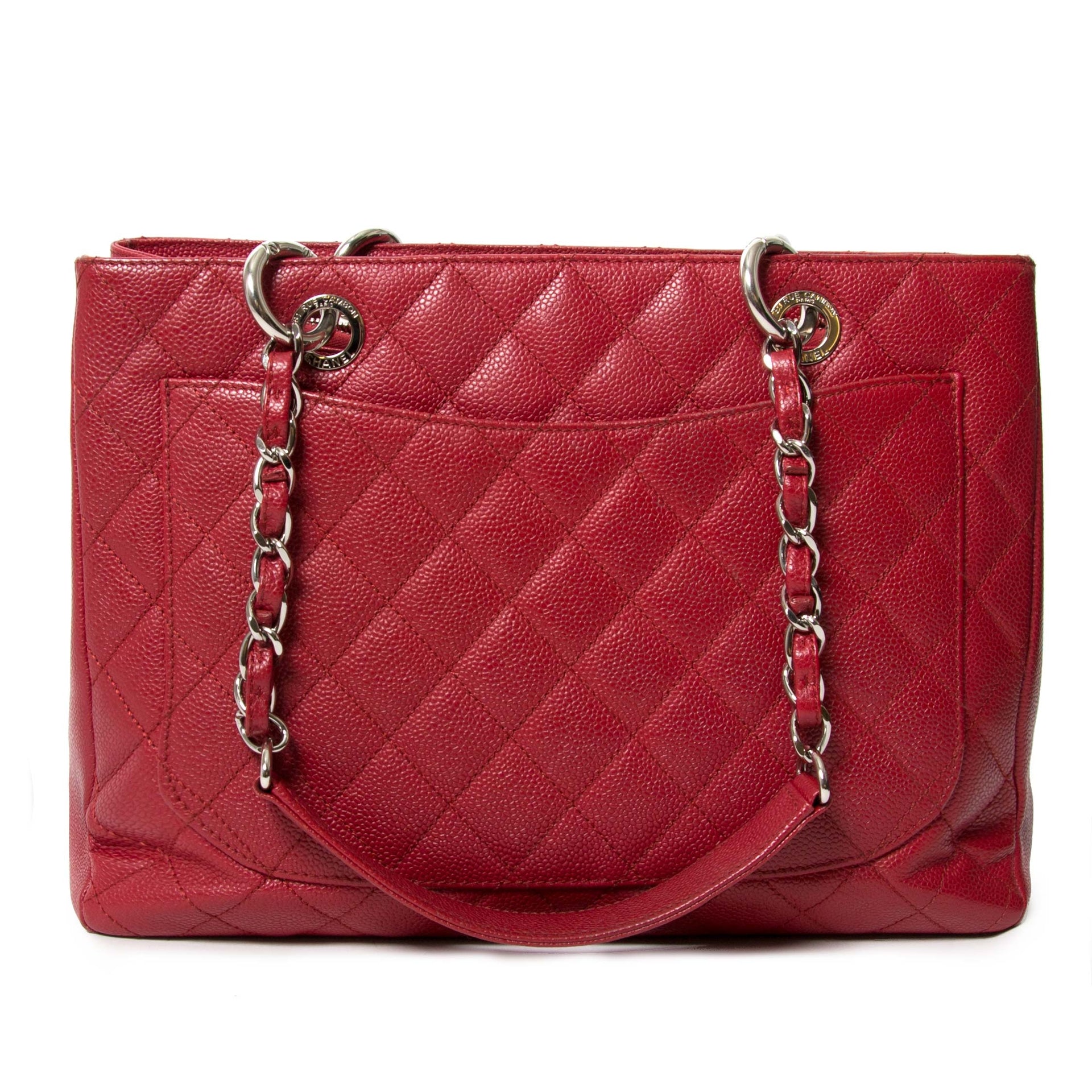 chanel red grand shopping tote now for sale at labellov vintage fashion webshop belgium