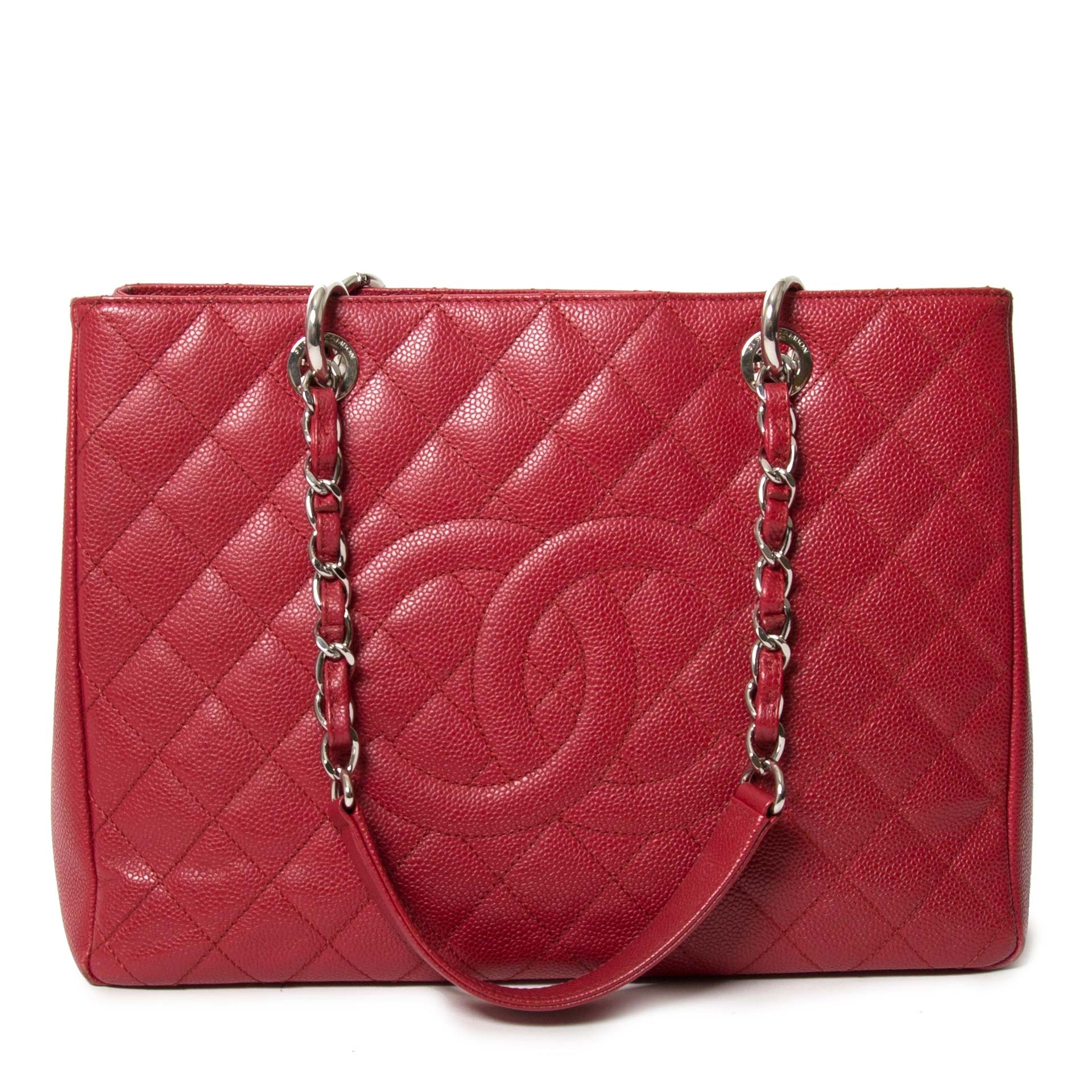 chanel red grand shopping tote now for sale at labellov vintage fashion webshop belgium
