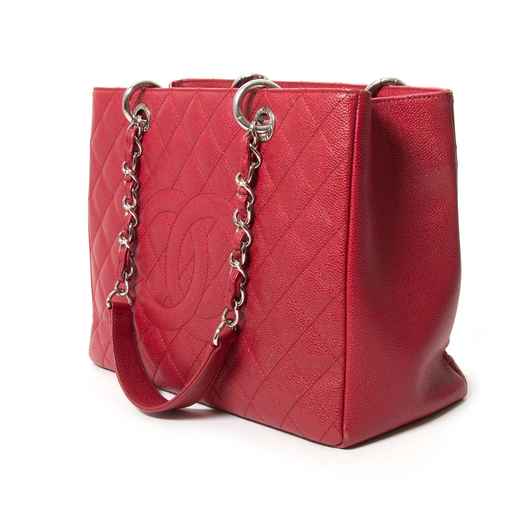 chanel red grand shopping tote now for sale at labellov vintage fashion webshop belgium