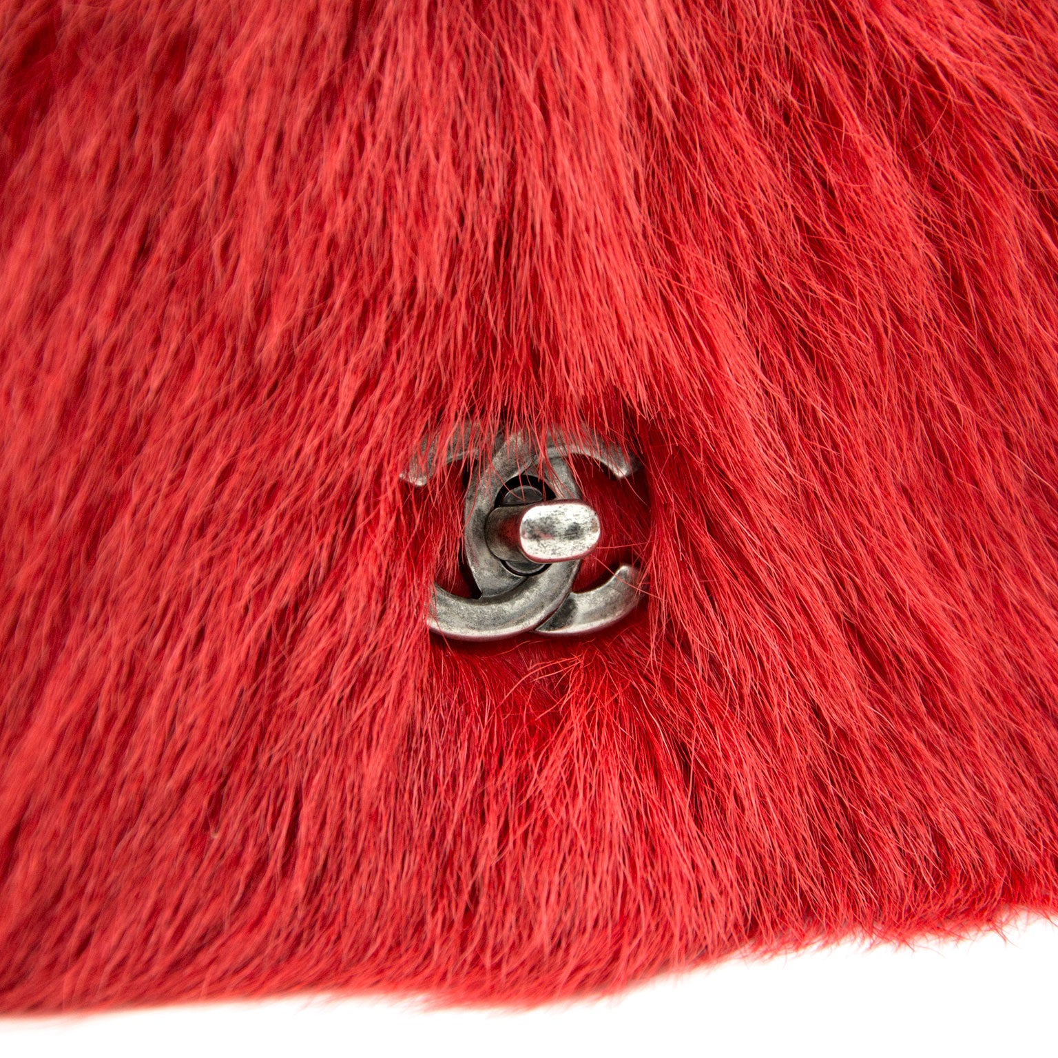 worldwide shipping authentic Chanel Paris Edinburgh Red Fur Wallet On A Chain