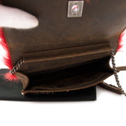 Chanel Paris Edinburgh Red Goat Fur flap bag limited edition