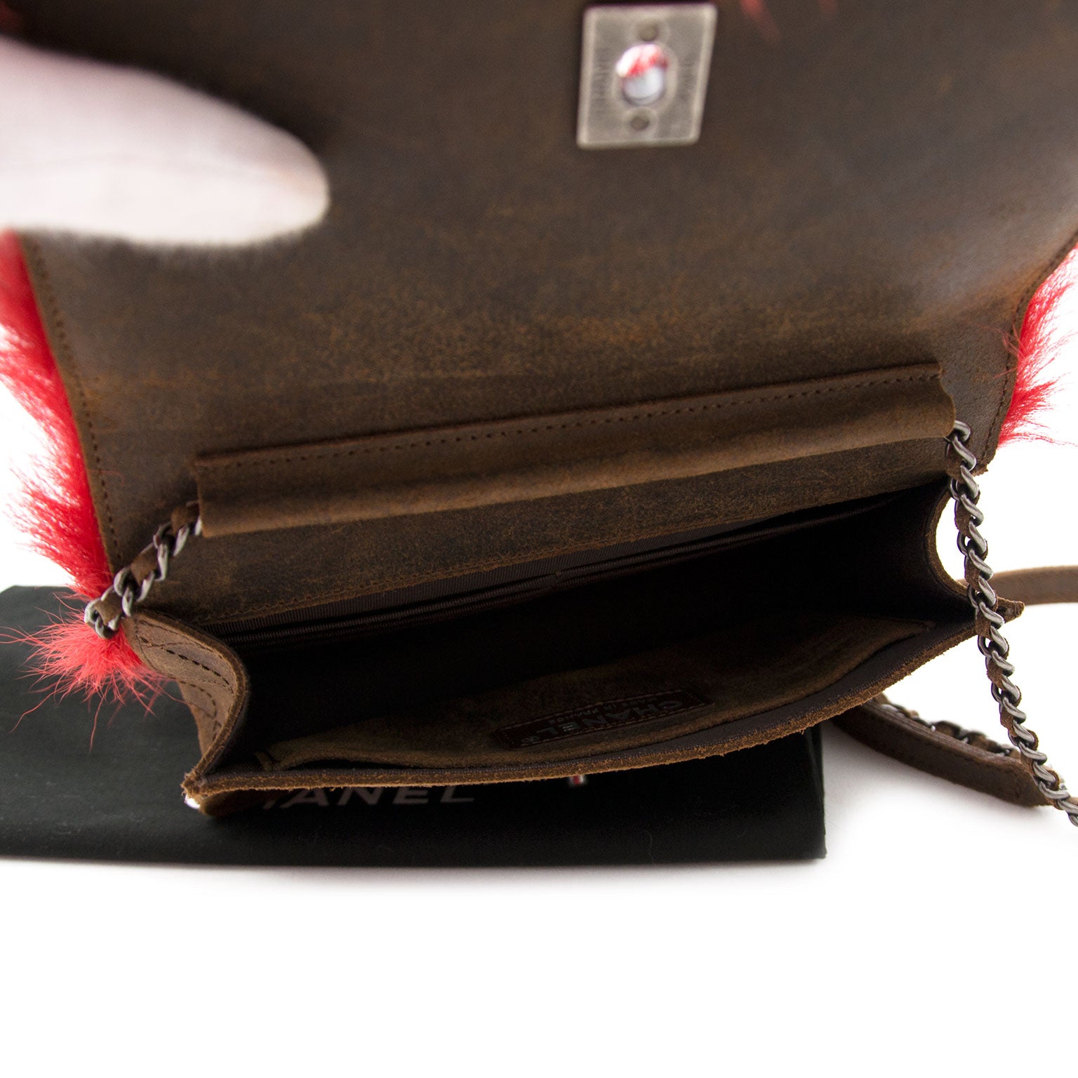 Chanel Paris Edinburgh Red Goat Fur flap bag limited edition