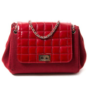 chanel patent quilted and fabric accordion shoulder bag now for sale at labellov vintage fashion webshop belgium