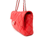 hard to find 100% authentic Chanel Vibrant Red East West Ultra Stitch Flap Bag