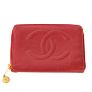 Chanel red caviar leather zip around wallet now for sale at labellov vintage fashion webshop belgium