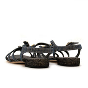 shop safe online secondhand Chanel Denim Embellished Sandals - Size 41
