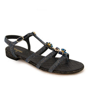 koop veilig onilne jou tweedehands Chanel Denim Embellished Sandals - Size 41