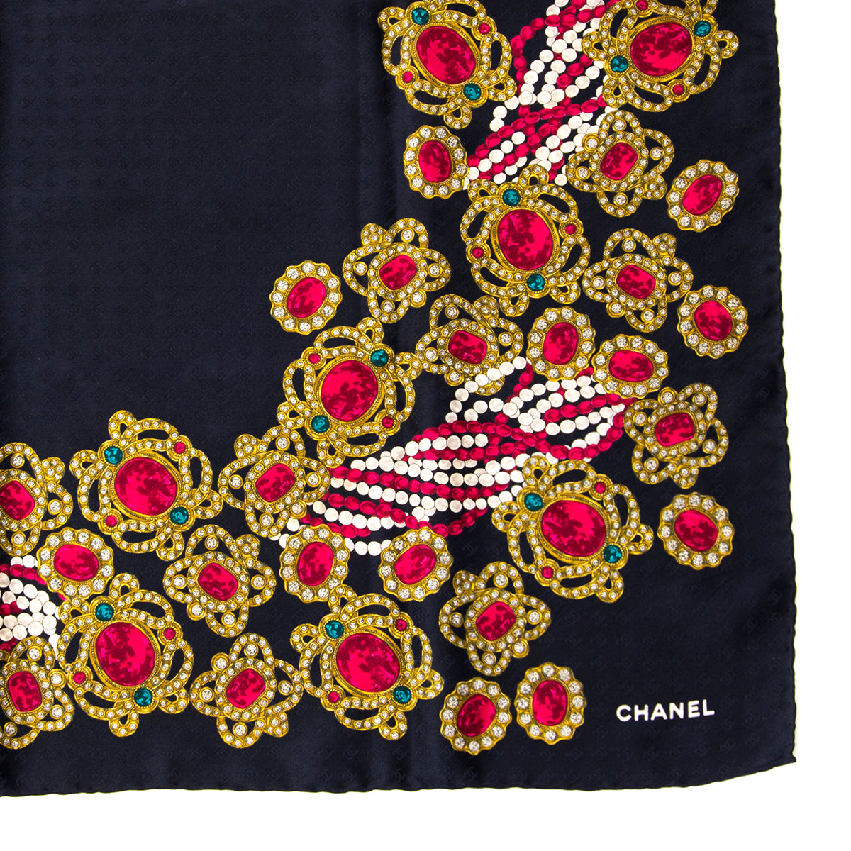 acheter en linge seconde main carré Chanel Carré Black and Red Silk Scarf comme neuf site en ligne sac a main