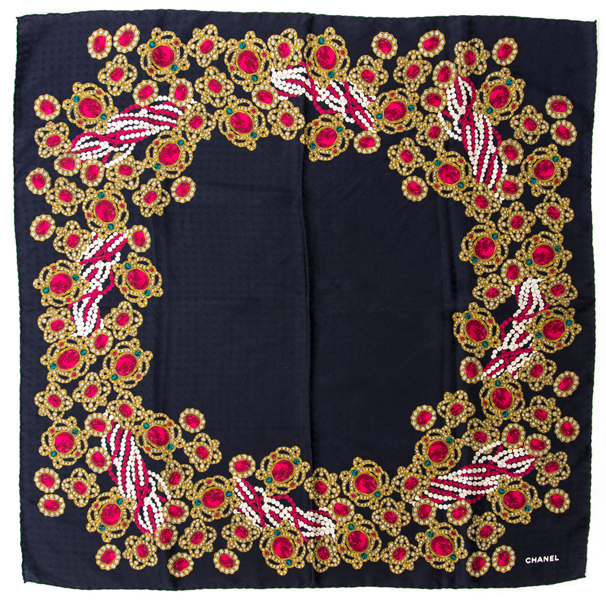 shop safe online secondhand carré Chanel Carré Black and Red Silk Scarf for the best price
