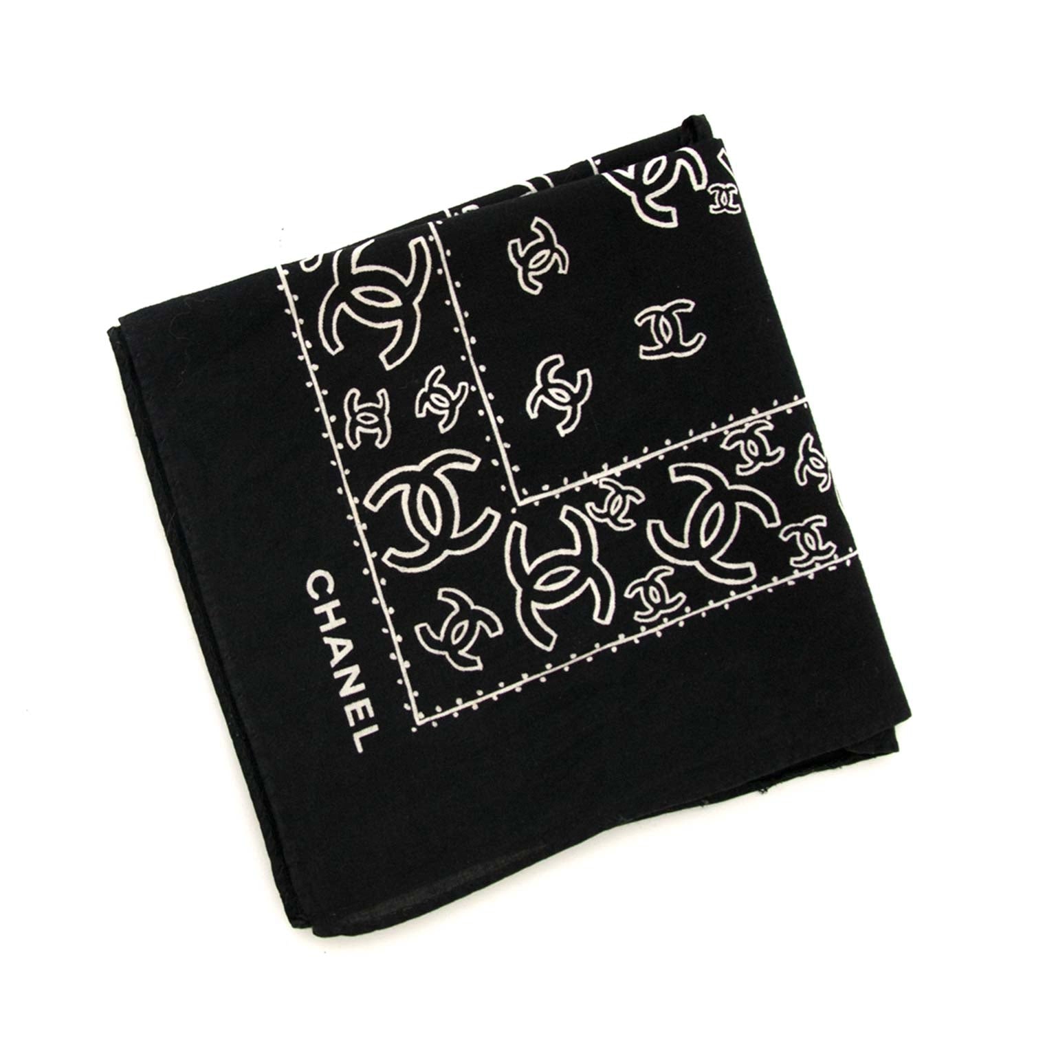 buy safe and secure online at labellov.com Chanel Black Scarf CC Logo