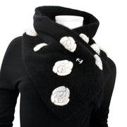 chanel black and white flower scarf now for sale at labellov vintage fashion webshop belgium