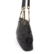 chanel vintage black caviar leather shopper now for sale at labellov vintage fashion webshop belgium