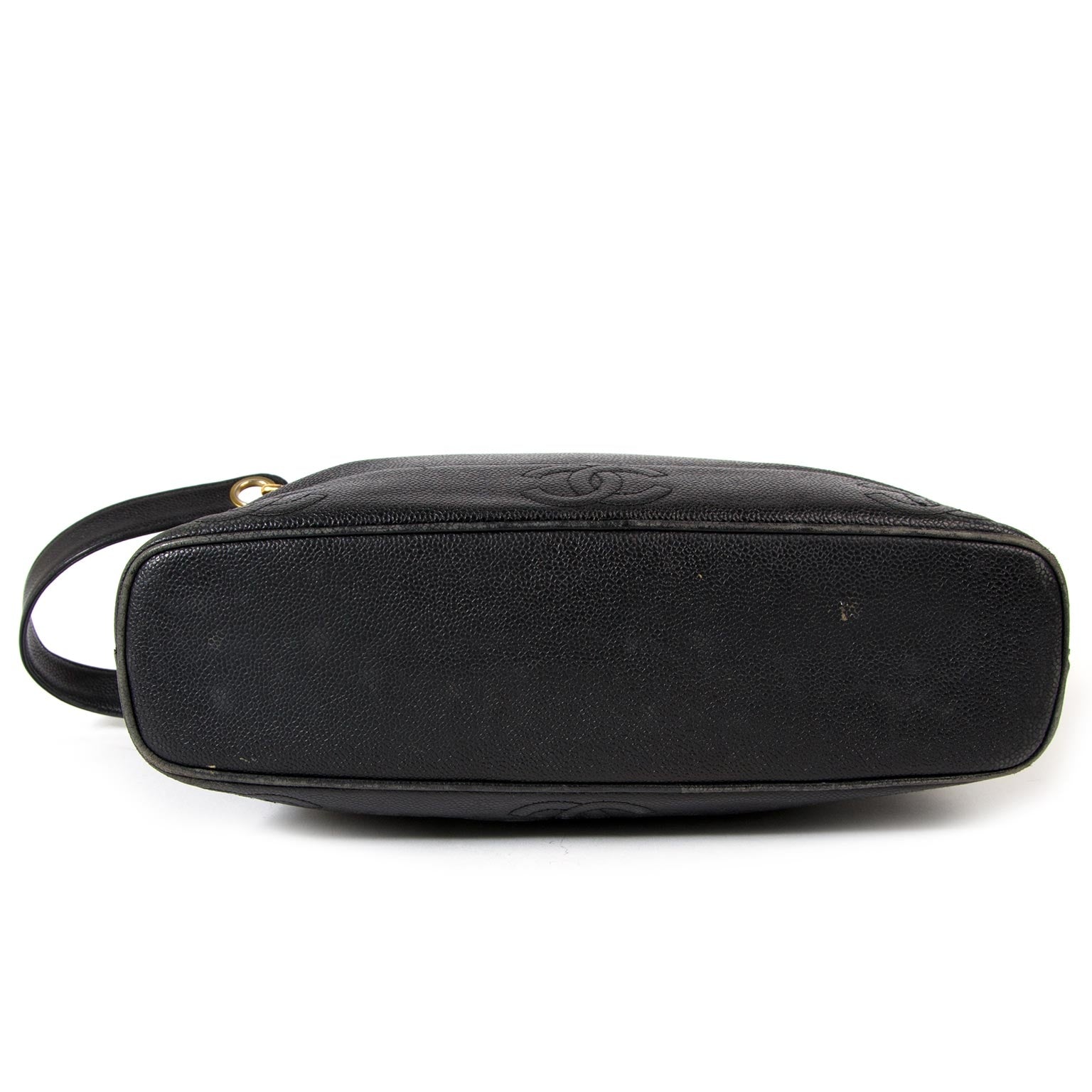 chanel vintage black caviar leather shopper now for sale at labellov vintage fashion webshop belgium