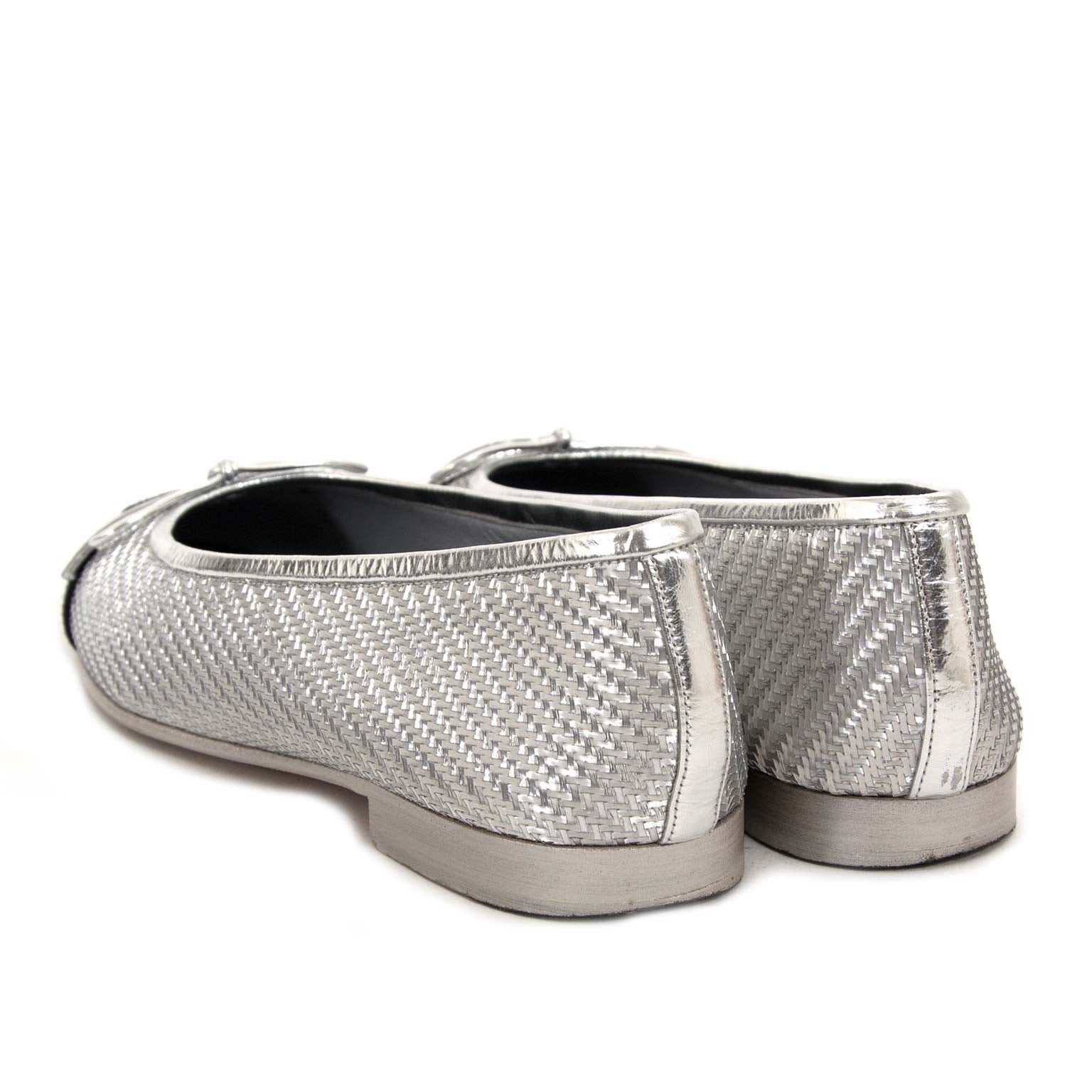 chanel silver ballerina now for sale at labellov vintage fashion webshop belgium